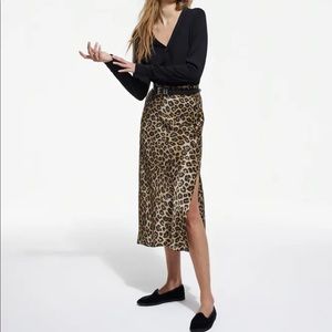 The Kooples- LONG LEOPARD PRINT SILK SKIRT